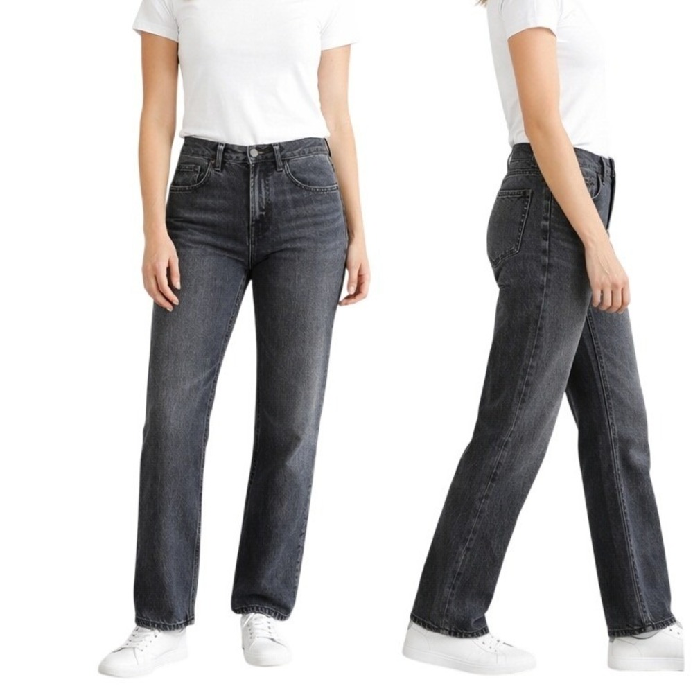 Everlane Women's High Rise Straight Leg‎ Casual Denim Jeans Faded Black Size 27